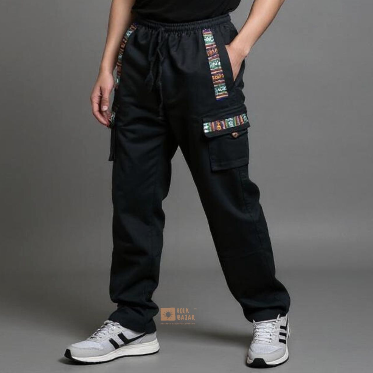 Unisex Black Cargo Pant
